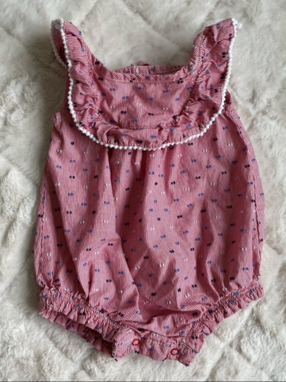 Cat & Jack Baby | Red, White & Blue Clip Spot Bubble Romper | Size 0-3 Months